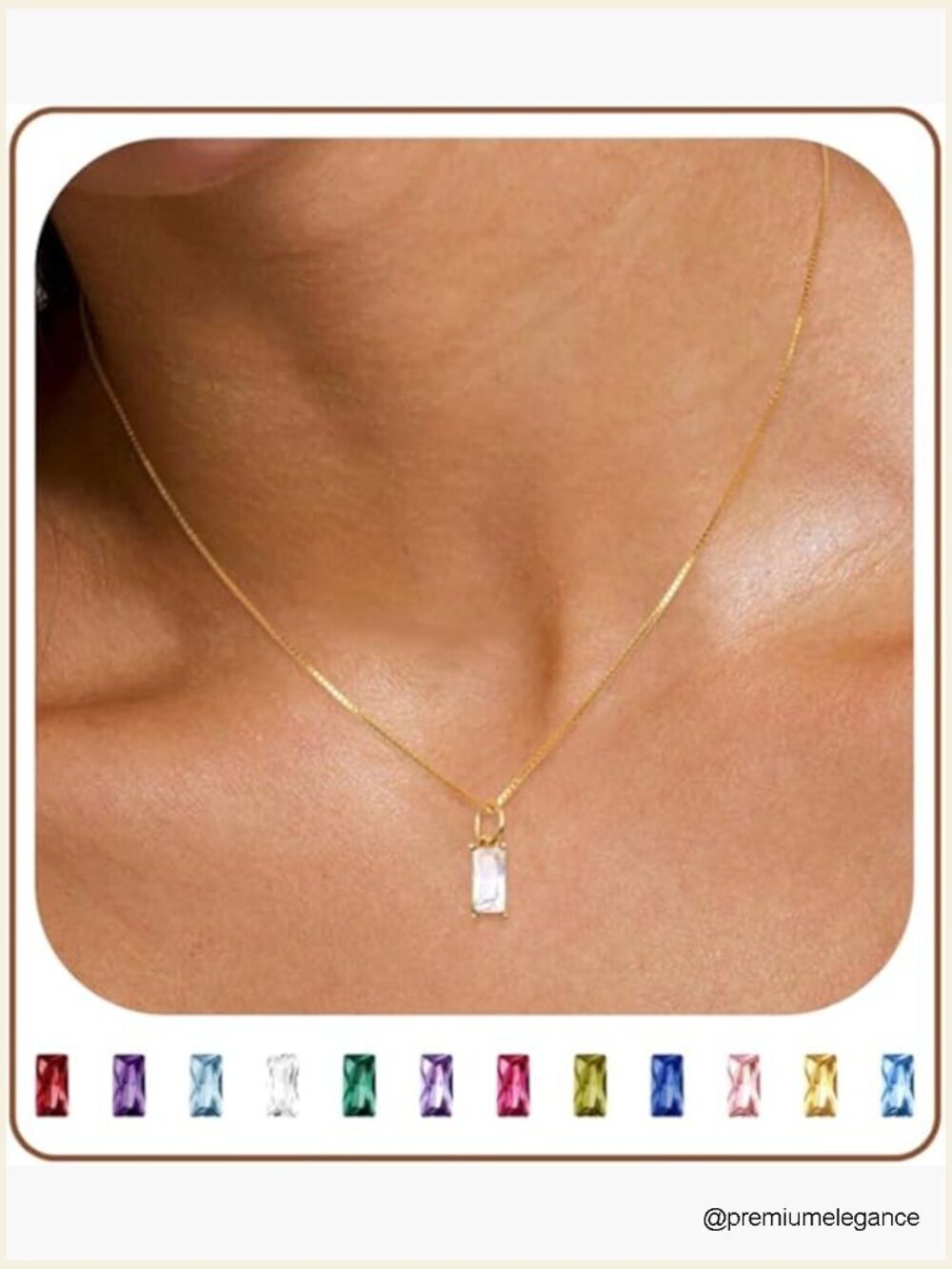 Dainty Gold Sterling Silver Birthstone Pendant Necklace with Cubic Zirconia,